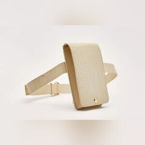 Croc Embossed Faux Leather Pouch Belt